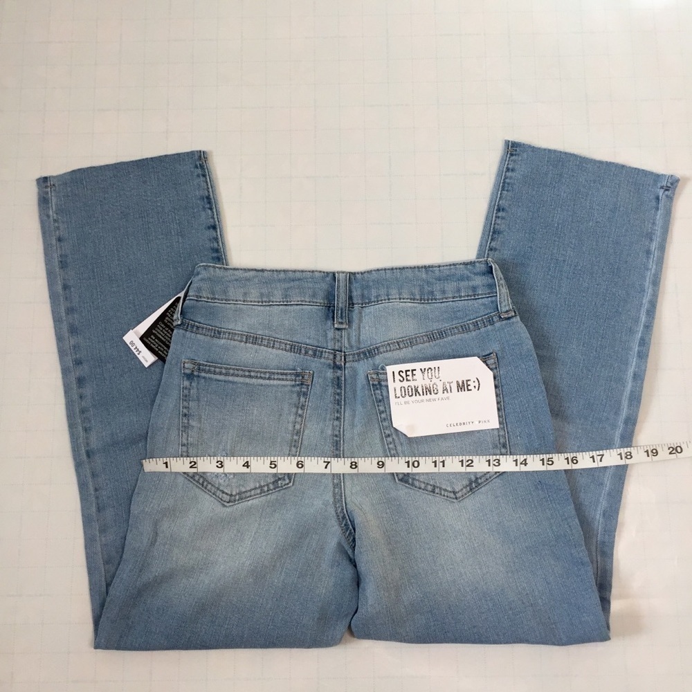 High Rise Distressed Slim Straight Leg Jeans 0/24 - Picture 7 of 8